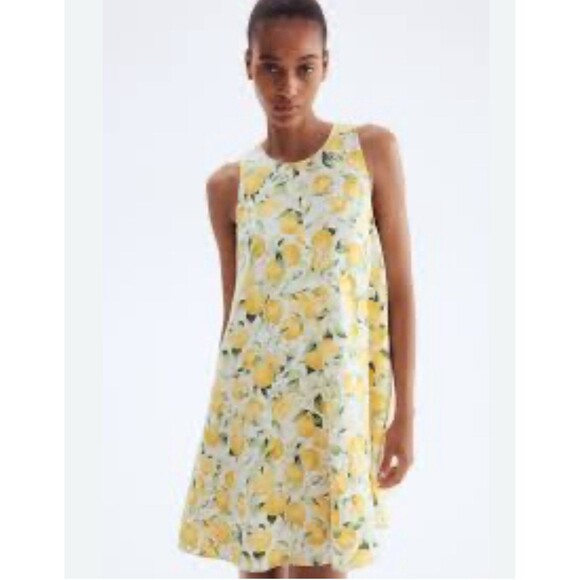 H & M Mini Shift Dress Oranges White Yellow Womens Size XXL Preppy Novelty Chic - Picture 1 of 8